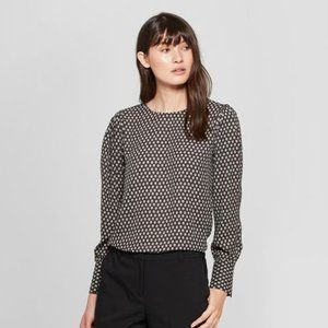 Prologue Polka Dot Puff Shoulder Blouse - Sz Sm